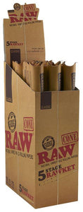 Raw 5 Stage Rawket Cones 5 Sizes Box of 15 Packs x 5 Total 75 Cones