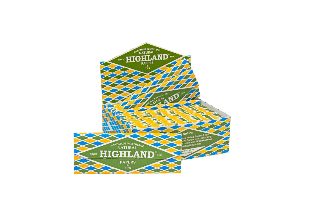 Highland Natural King Size Rolling Papers & Tips X 24